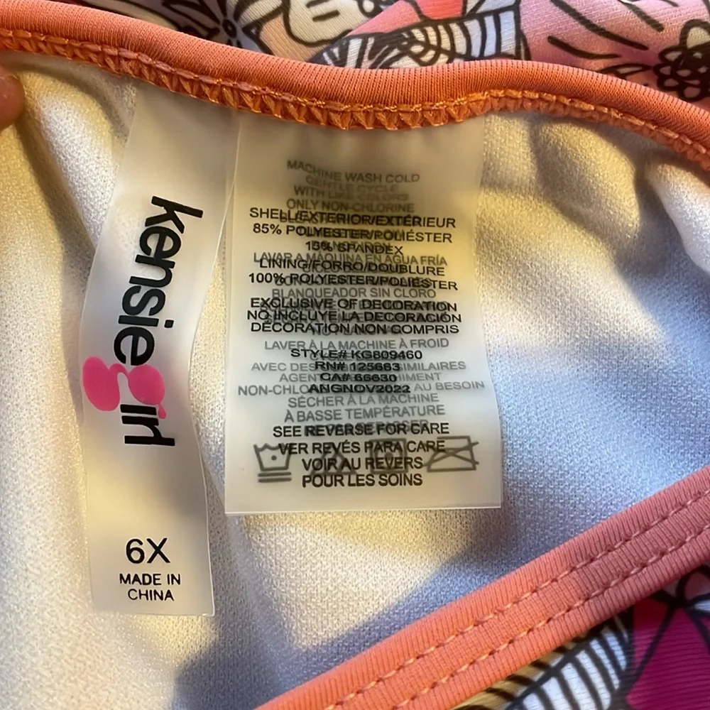 NWT Kensie Girl Floral Pink Bikini Swim Set 2 piece UPF‎ 50 6X Beach Vacation